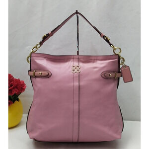 Coach Audrey Pink Leather Zipper Closure Hobo Shoulder bag